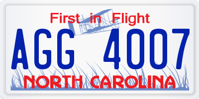 NC license plate AGG4007