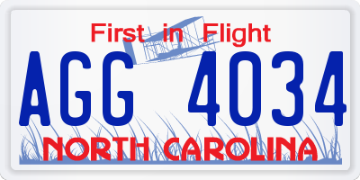 NC license plate AGG4034