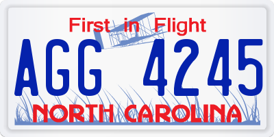 NC license plate AGG4245