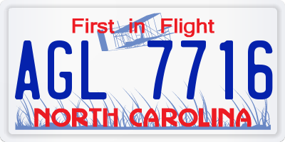 NC license plate AGL7716