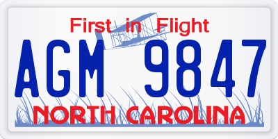 NC license plate AGM9847