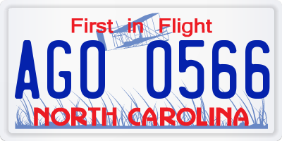 NC license plate AGO0566