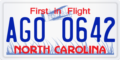 NC license plate AGO0642