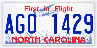 NC license plate AGO1429
