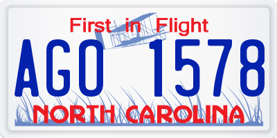 NC license plate AGO1578
