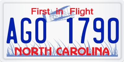 NC license plate AGO1790