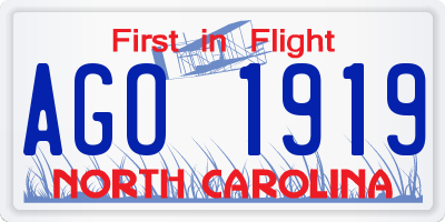 NC license plate AGO1919