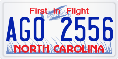 NC license plate AGO2556