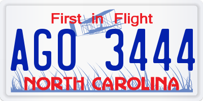 NC license plate AGO3444