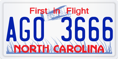 NC license plate AGO3666