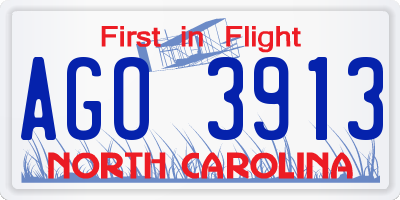 NC license plate AGO3913