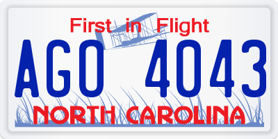 NC license plate AGO4043