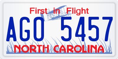 NC license plate AGO5457