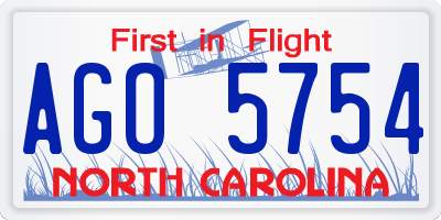 NC license plate AGO5754