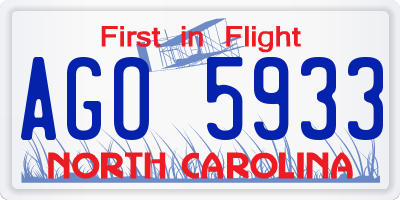 NC license plate AGO5933
