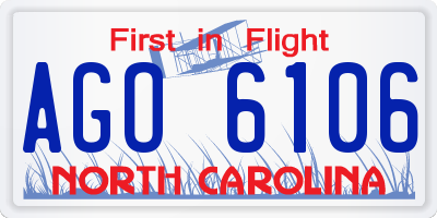 NC license plate AGO6106