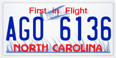 NC license plate AGO6136
