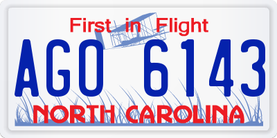NC license plate AGO6143