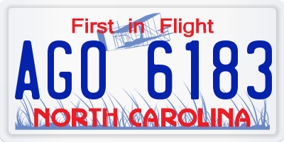 NC license plate AGO6183