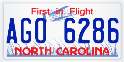 NC license plate AGO6286
