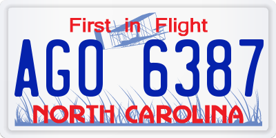 NC license plate AGO6387