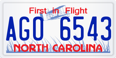 NC license plate AGO6543