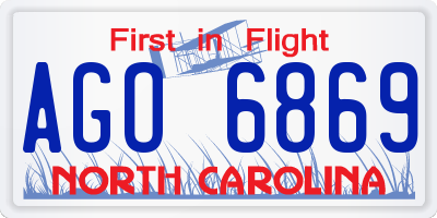 NC license plate AGO6869