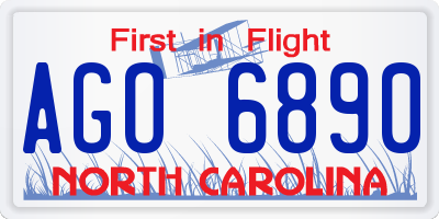 NC license plate AGO6890