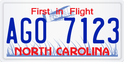 NC license plate AGO7123