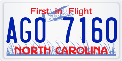 NC license plate AGO7160
