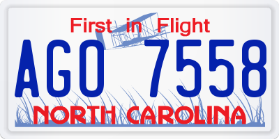 NC license plate AGO7558