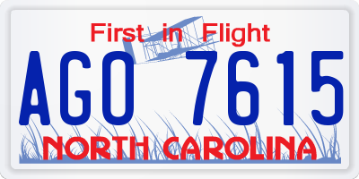 NC license plate AGO7615