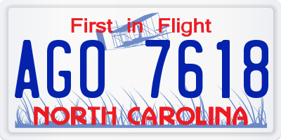 NC license plate AGO7618
