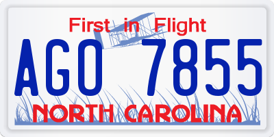 NC license plate AGO7855
