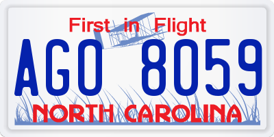 NC license plate AGO8059