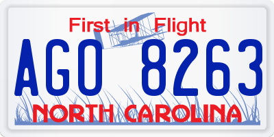 NC license plate AGO8263