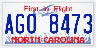 NC license plate AGO8473