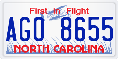 NC license plate AGO8655
