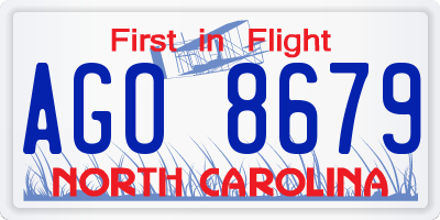 NC license plate AGO8679
