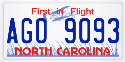 NC license plate AGO9093