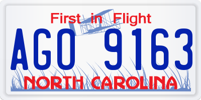 NC license plate AGO9163