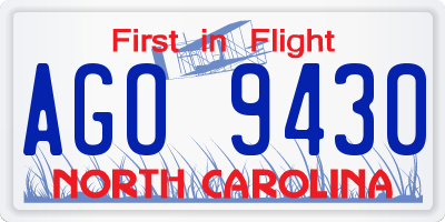 NC license plate AGO9430
