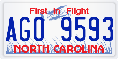 NC license plate AGO9593
