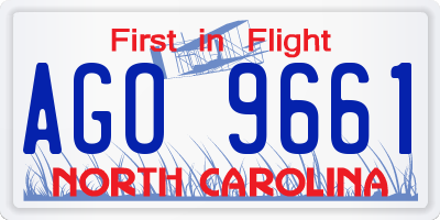 NC license plate AGO9661