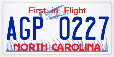 NC license plate AGP0227