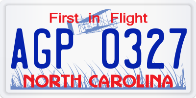 NC license plate AGP0327
