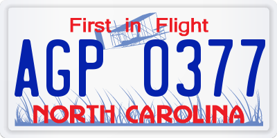 NC license plate AGP0377