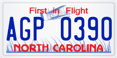 NC license plate AGP0390