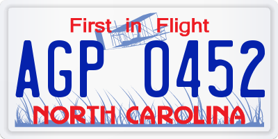 NC license plate AGP0452