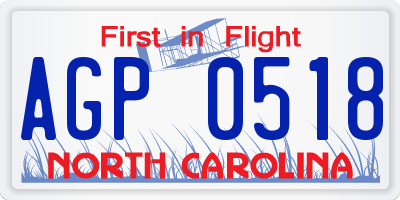 NC license plate AGP0518